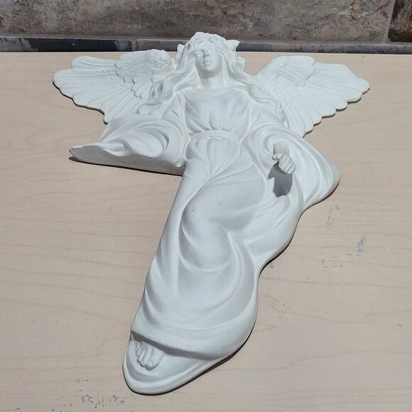 Bisque Porcelain Angel Figurine Wall Decor - Picture 4 of 9